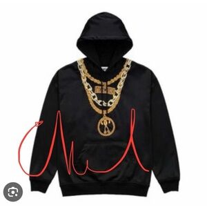 Moschino H&M Black Hoodie with Gold Chain Print